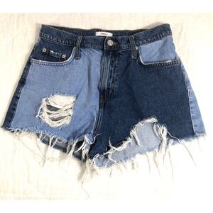 Forever 21 Shorts Womens Size 28 Denim Blue Two-Tone Cutoff High Rise Distressed